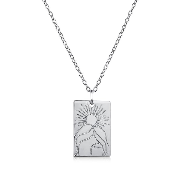 S925 sterling silver sol ins nisch populär tarotkort graverad hänge halsband nyckelben kedja enkel lätt lyx halsband