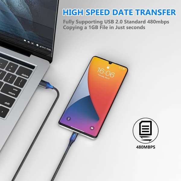 2025 Siste Modell 2-Pakning Micro USB-kabel Android-lader [6.6ft/3M], Micro USB-lader, USB A til Micro-kabel for Android Nylon, Kompatibel