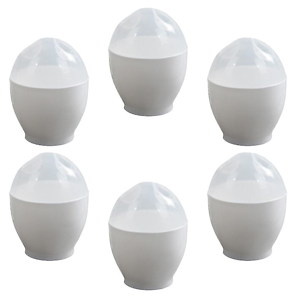 6 stk Mikrobølgeovn Dampet Eggkopp Mini Eggkoker Bærbar Egg Poacher For Hjem Kjøkken (hvit)