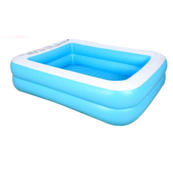 Blå barnpool i plast, rektangulär barnpool, uppblåsbar barnpool 128 cm.
