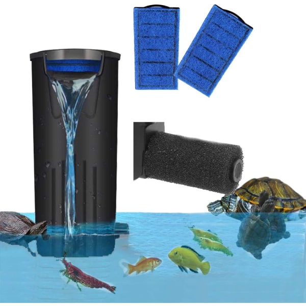 Aquarium Turtle Low Water Filter - Turtle Aquarium Cleaning Pump (600L/h) - Musta