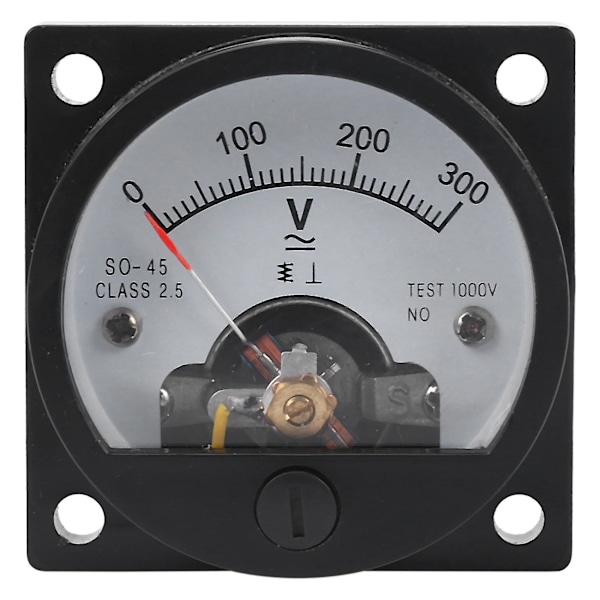 AC 0-300V Rund Analog Skive Panel Meter Voltmeter Måler Sort