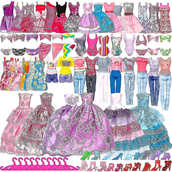 50 stk/sæt Barbie Dukke Kjoler Skosmykker Tøj Tilbehør Dress Up Game For 30cm Doll-m.3714 TAO