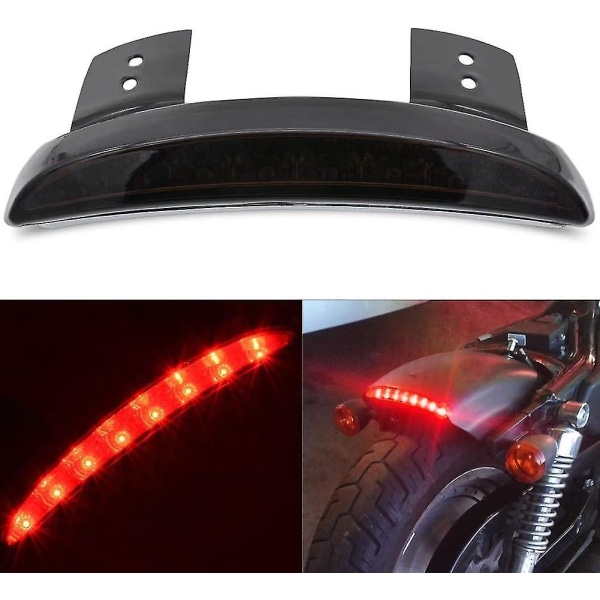 Røykfarget hakket skjermkant motorsykkel 8 LED rød stopplys baklys for Harley Sportster Xl 883n 1200n Xl1200v Xl1200x 1 stk - svart