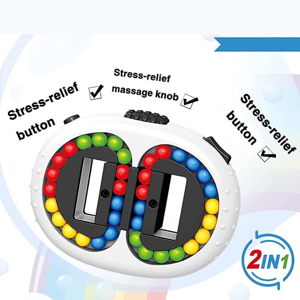 Roterende Magic Bean Cube Spinner Fidget Stress Relief Bold Dobbelt Flip Håndholdt Puslespil Dekompression Edukativt Legetøj (hvid)