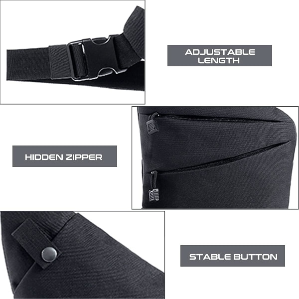 Dold ryggsäck för män Hölster Bröstväska Messenger Bag Bärbar ryggsäck (svart höger)