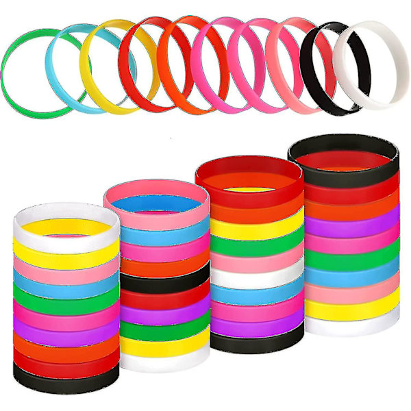 100 st vita silikonarmband enfärgade gummiband stretch silikonarmband