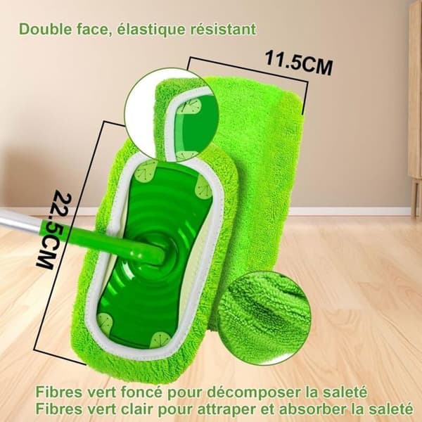 10 gjenbrukbare kluter til Swiffer Sweeper, vaskbare mikrofiber erstatningsmoppkluter, våtmopp og