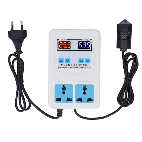Temperatur- og Luftfugtighedskontrol -20~60 0~100.0%rh LCD Display Humidistat Termostat AC 110220v EU Stik