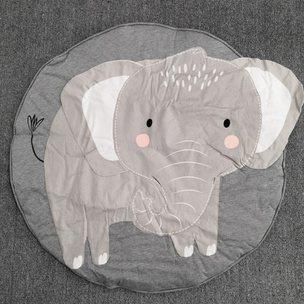 3D Animal Baby Rund Lekematte Krypematte Teppe Magematte Barne soveromstekken - Elefant, 1 stk