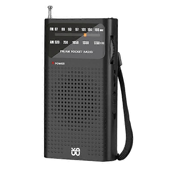 Mini Radio Portabel AM/FM Alla Band Stereo Väder Fickradio Mottagare för Äldre Man Promenader Vandring C