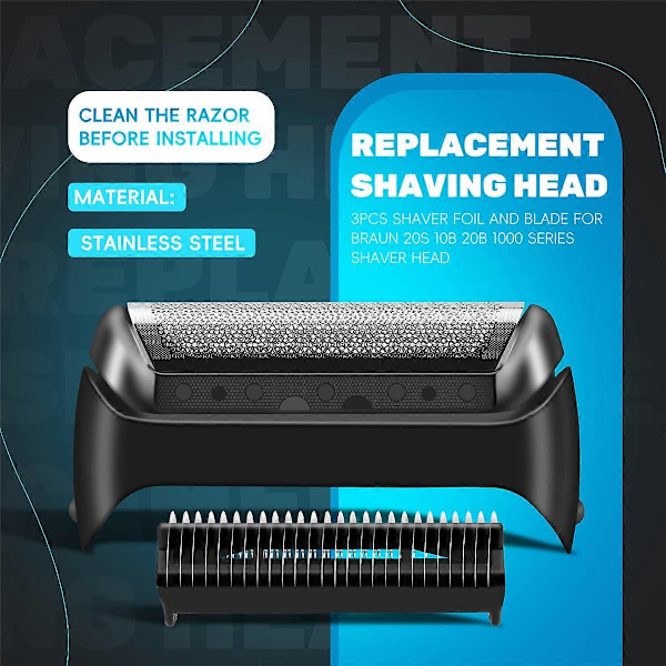 3 st Rakfolie och Blad för Braun 20S 10B 20B 1000-serien Rakhuvud