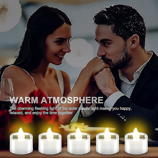 18 stk. Solcelledrevne LED-telys uden flamme, udendørs, vandtætte, genopladelige stearinlys (1,5 x 1,4