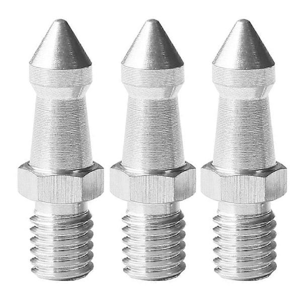 3 stk. 3/8 tommer universelle fodpuder i rustfrit stål Mini SLR kamera stativ plus pigge stålnegle
