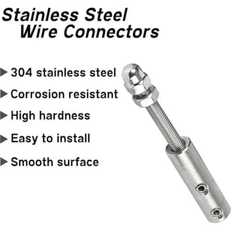 Sæt med 4 skrueterminaler til 4 mm wire - Wirestrammer i rustfrit stål til spændingsfiksering (4 x 3 mm)