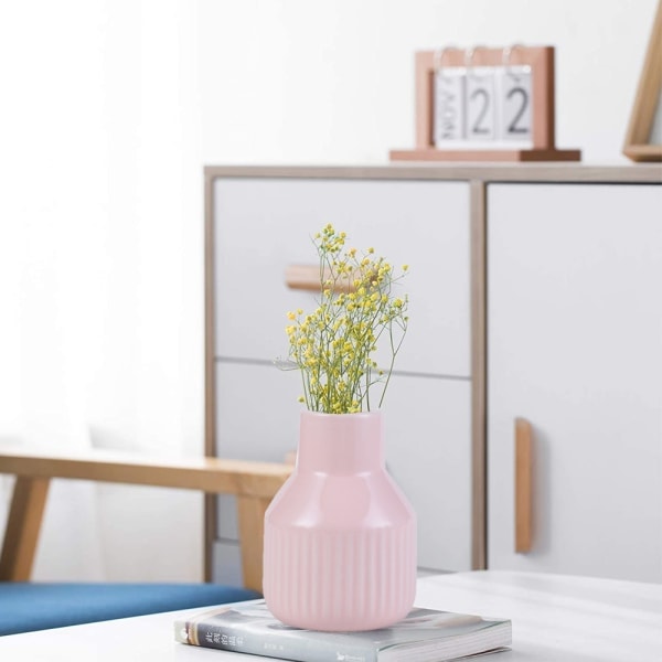 Keramisk vase - Blomster vase til moderne bordhylde Hjemmeindretning, Fi Pink