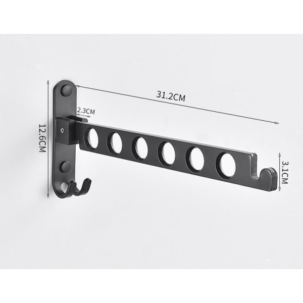 Reikävapaa kotiin minikokoinen parvekkeen taittuva kuivausteline - 31*12,6 cm, musta, 6 reikää, 1 kpl