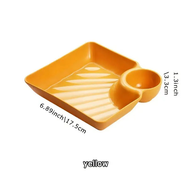 1 kpl neliömäinen nyyttilevy etikkakupilla, kotitekoinen nyyttilevy, sushilevy, välipalalevy monipuolinen levy  Keltainen 1 kpl