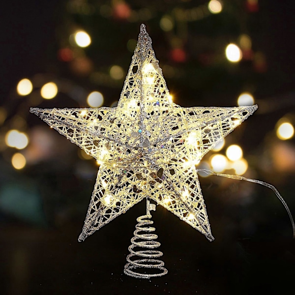Lysende Juletre Topp, Tretopp Lysdekorasjon, Stjerne Juletre Topper, Juletre Topp, Juletre Stjerne