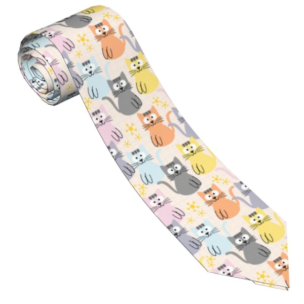 Sødt kattemønster herre slips mode halsslips skinny slips gaver til bryllup, brudgom, forretningsfest