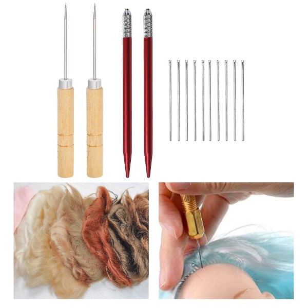 Dukkehårrotverktøy Reborn hårrotverktøy for gjør-det-selv 10x0,6 mm nåler