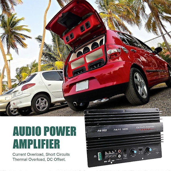 12V 1000W Bil Audio Høj Effekt Forstærker Forstærkerkort Kraftig Subwoofer Bas Forstærker PA-80D