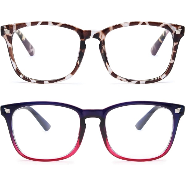 2 anti-blått lys briller (svarte og røde + leopard print) YIY SMCS.9.27