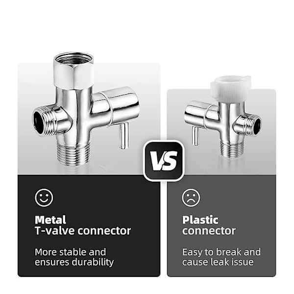 Bidet T-adapter, mässing T-adapter med avstängningsventil 3-vägs T-koppling 7/8 tum x 7/8 tum x G1/2 för T