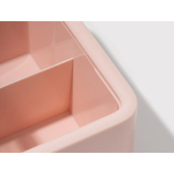 Klar bomuldsvatpind opbevaringsboks med låg enkelt skrivebordsarrangør - Pink, 1 stk