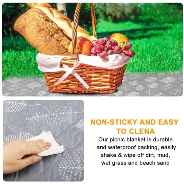 Picknickfilt 200x200cm Vattentät hopfällbar bärbar tvättbar strandfilt