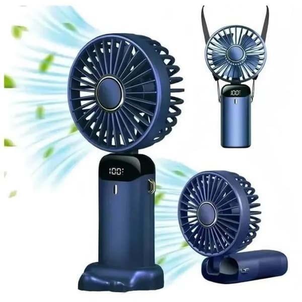 Bærbar ventilator - 4000mAh model - LED-display - 5 hastigheder - USB genopladelig