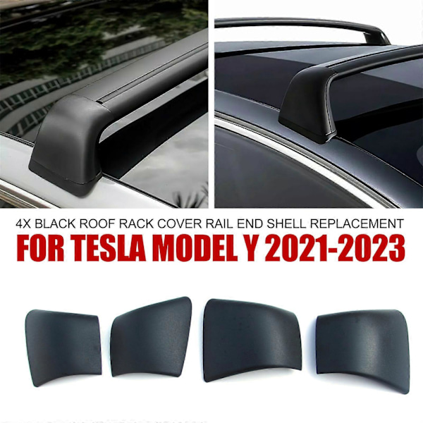 Ersättningslock för takräls, 4x svart, för Tesla Model 2021-2023