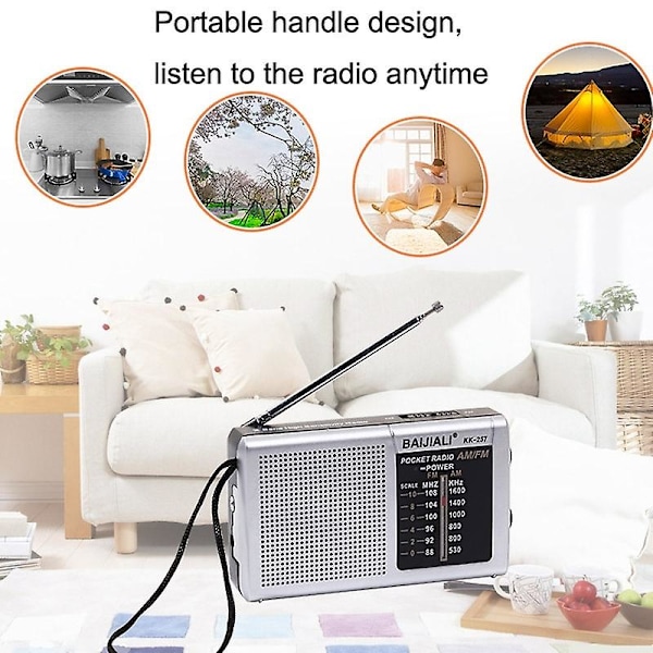 BAIJIALI BJL228 Retro Kannettava Kaksitaajuuksinen FM AM Radio BJL228 Musta