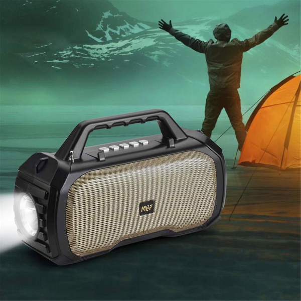 Portable Bluetooth Speaker With Solar Charging Fm Radio Karaoke With Microphone Outdoor Emergency Flashlight High-power Wireless Speaker Subwoofer