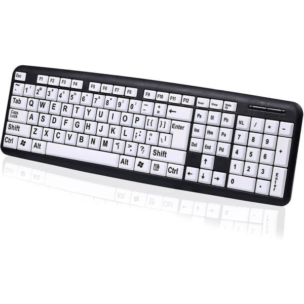 Stort print trådbundet tangentbord - USB tangentbord med stora bokstavsnycklar för synskadade användare