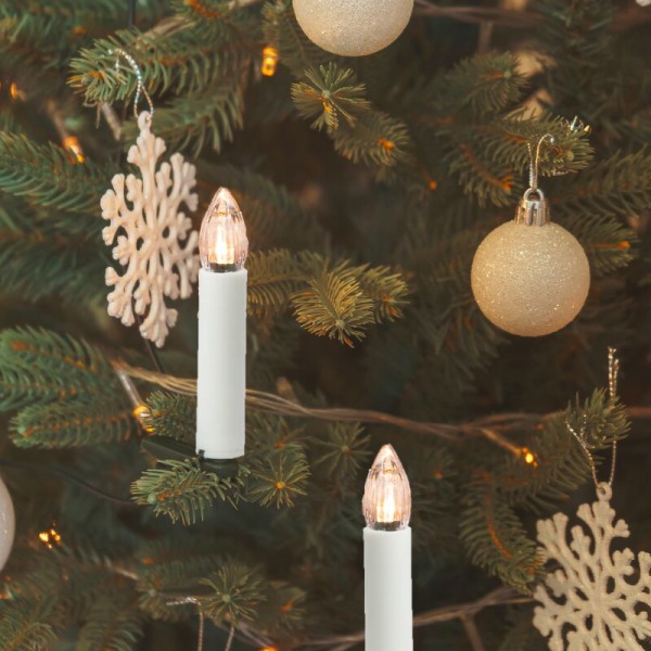 Tent julekrans 10 clip-on lys, 7-knappers fjernkontroll - varmhvitt lys