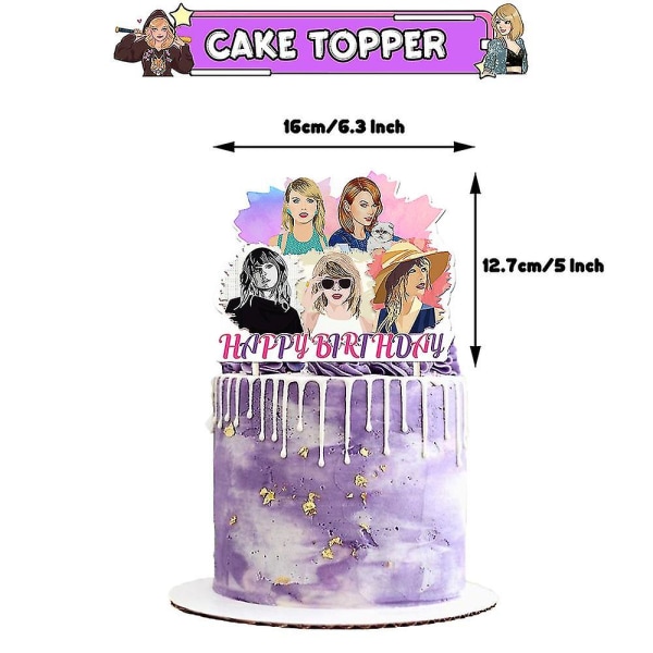 Taylor Swift-tema vifter bursdagsfestdekorasjoner festutstyr inkluderer et banner, ballonger, kake- og cupcake-toppere