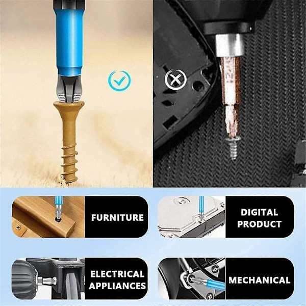 Magnetisk Lang Hex Phillips Skruehode Elektrisk Skrutrekker Bits Sett, Magnetisk Anti-skli Skruebor