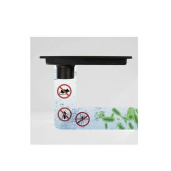 Rektangulært gulvafløb, 20×10cm ultratyndt sort rustfrit stål gulvafløb,
