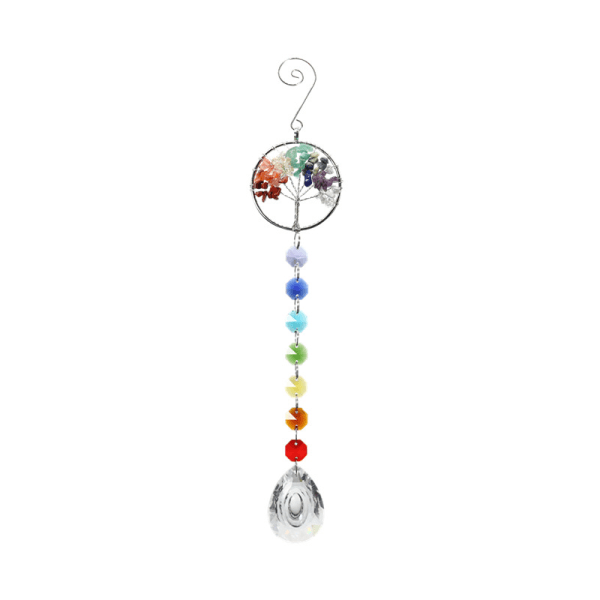 Krystal regnbuekæde, groft håndflettet vedhæng, dekorativt tracery, 1 stk.
