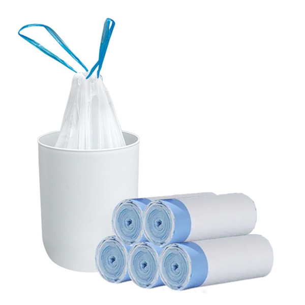 Affaldspose i plastik til stue, køkken og soveværelse - Blå og gennemsigtig, 100 stk.