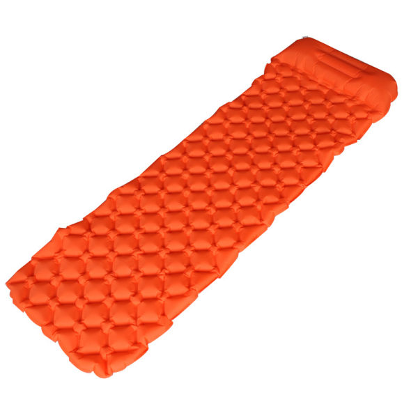 Ultrakevyt nukkumistyyny sisäänrakennetulla tyynyllä puhallettava oranssi retkeilymatto