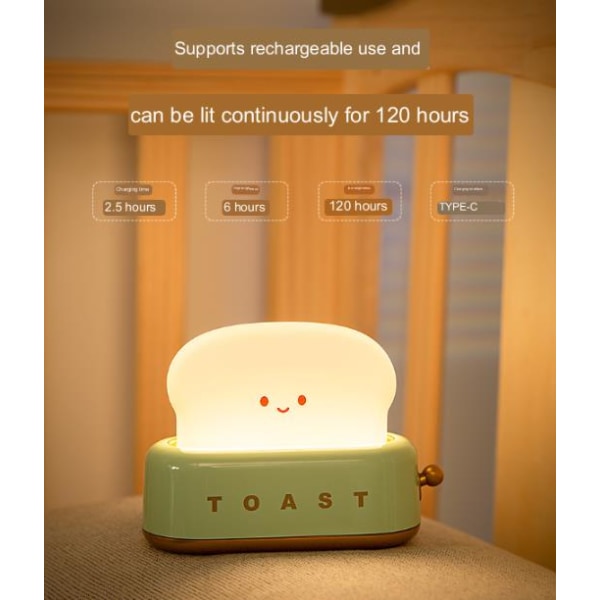 Toast Maker Creative ladattava LED-pöytälamppu