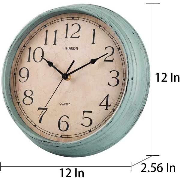 Vintage tyst väggklocka - 12 tum Aqua