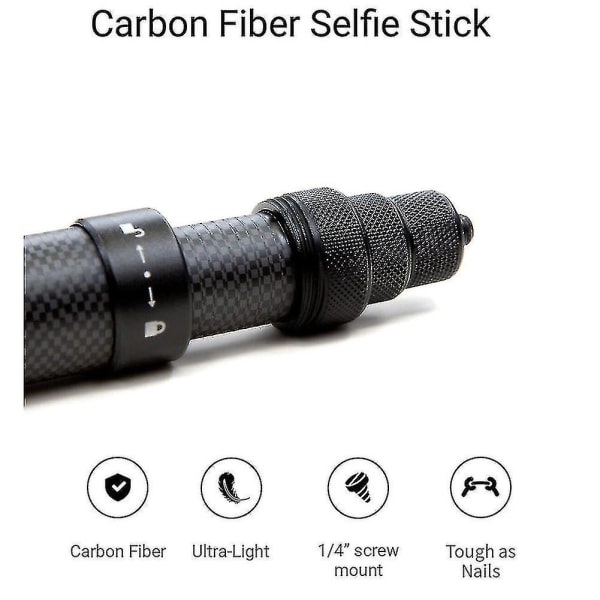 Ultralang Carbon Fiber Invisible Selfie Stick Justerbar forlængerstang til X2 / One R / Selfie Sti Shlm