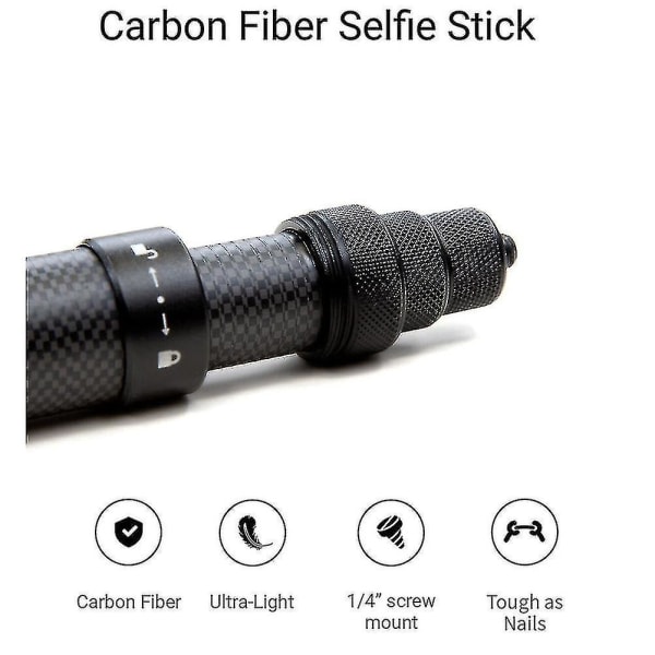 Ultralång kolfiber osynlig Selfie Stick Justerbar förlängningsstav för X2 / One R / Selfie Sti Shlm