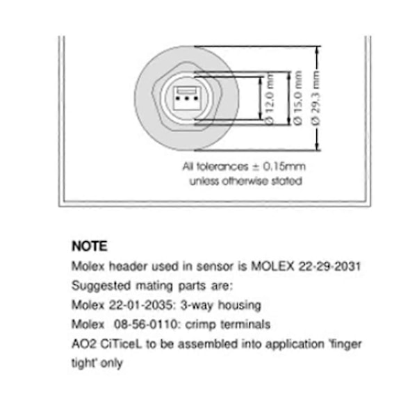 Oxygensensor AO-02 Gasdetektor Kompatibel med AO2 AA428-210 AO2PTB-18.10