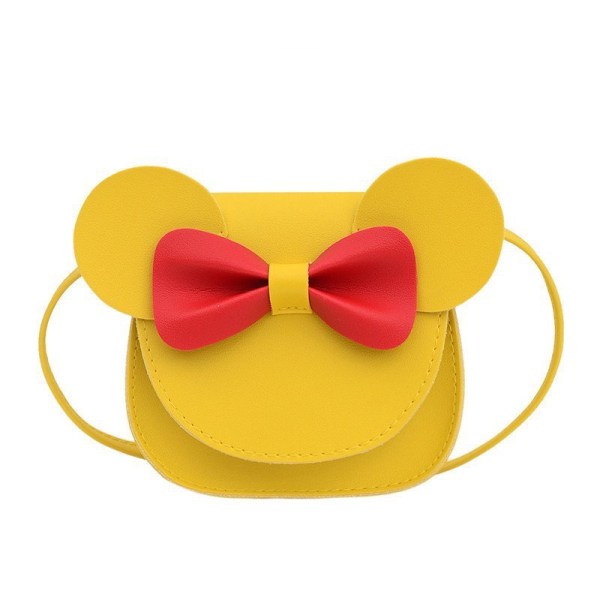 Little Mouse Ears Bow Crossbody tegnebog, PU-skulderstoftaske til børn, piger, småbørn (gul)