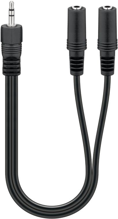 3,5 mm lyd Y-kabeladapter, 1x han til 2x hun stereo