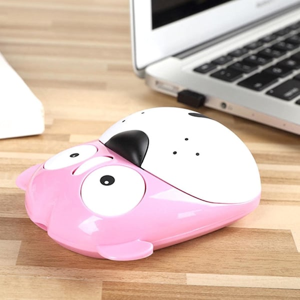 2,4g hundformad trådlös mus med nano lättviktsdjur USB mottagare 1200dpi tecknad trådlös mus för bärbar dator - rosa